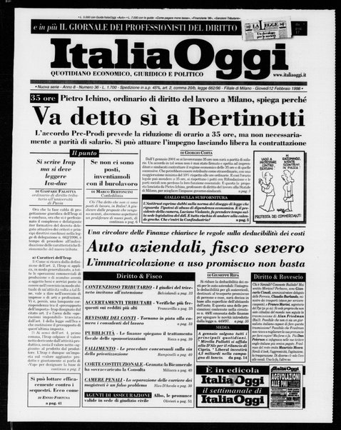 Italia oggi : quotidiano di economia finanza e politica